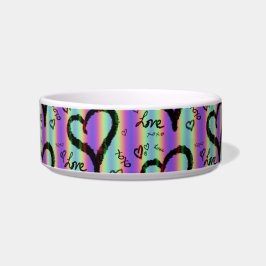 Tigela Scribble Love Heart Xoxo Stripe Cerâmica Pet Bowl