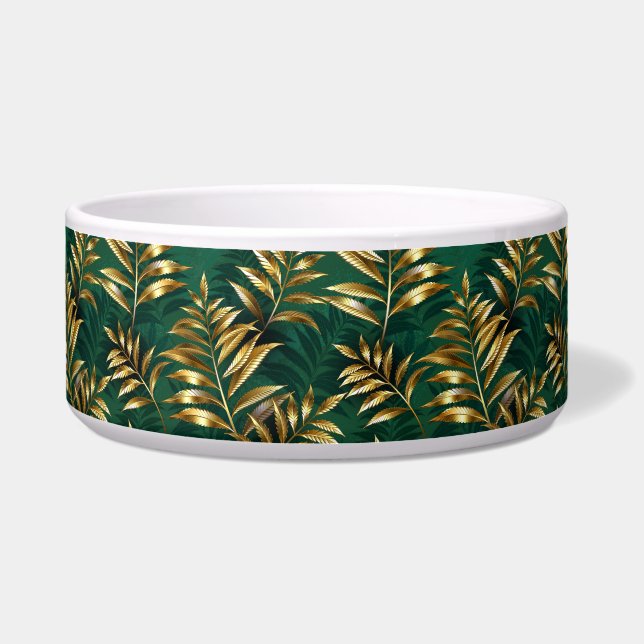 Tigela Seamless pattern with golden ferns (Frente)