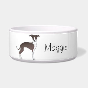 Tigela Selo E Greyhound Italiano Branco Com Nome Personal