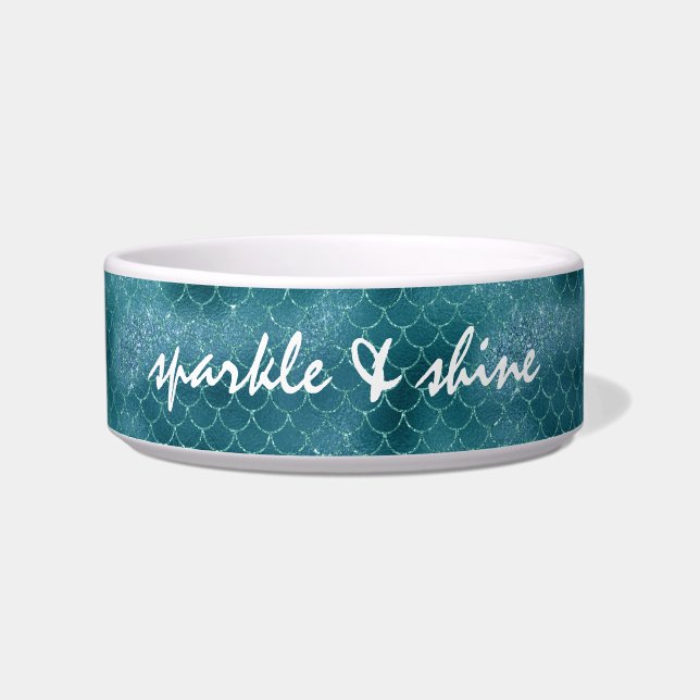 Tigela Sereia de Teal Sparkle personalizada (Frente)