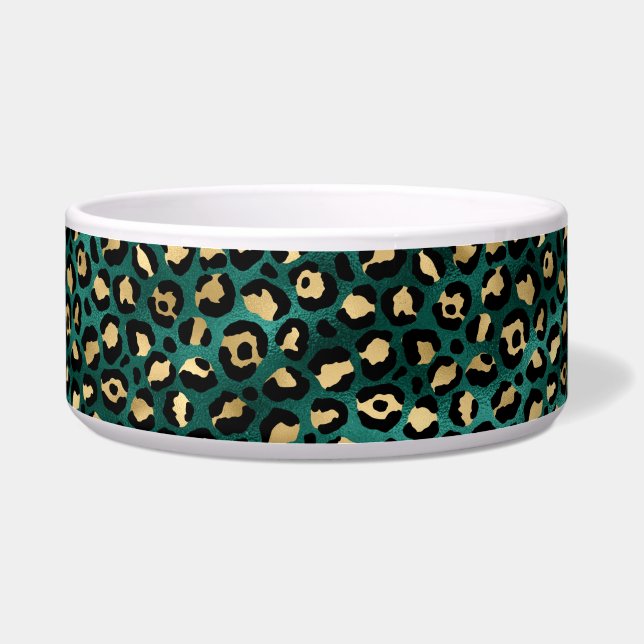 Tigela Série Teal e Dourada Leopard Design 3 Bowl (Frente)