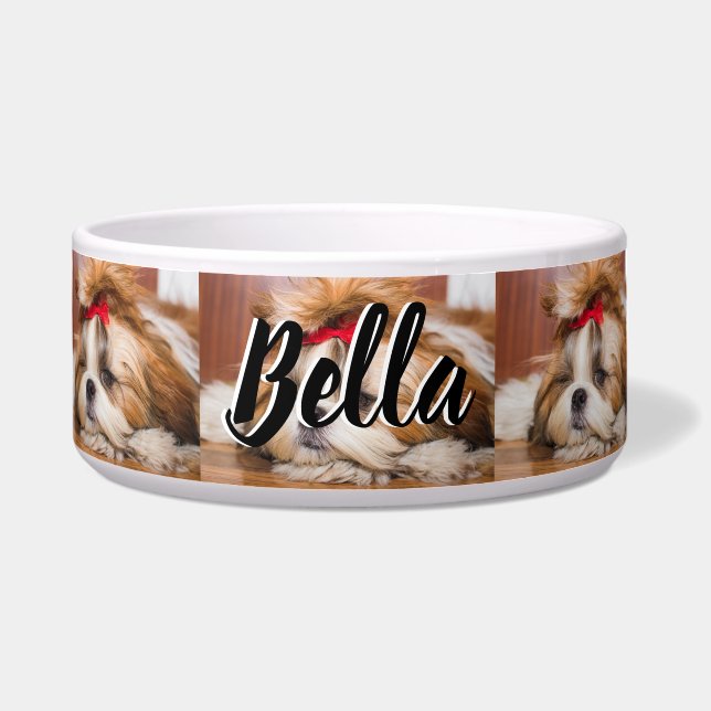 Tigela Seu nome e padrão personalizados de fotos do cacho (Frente)