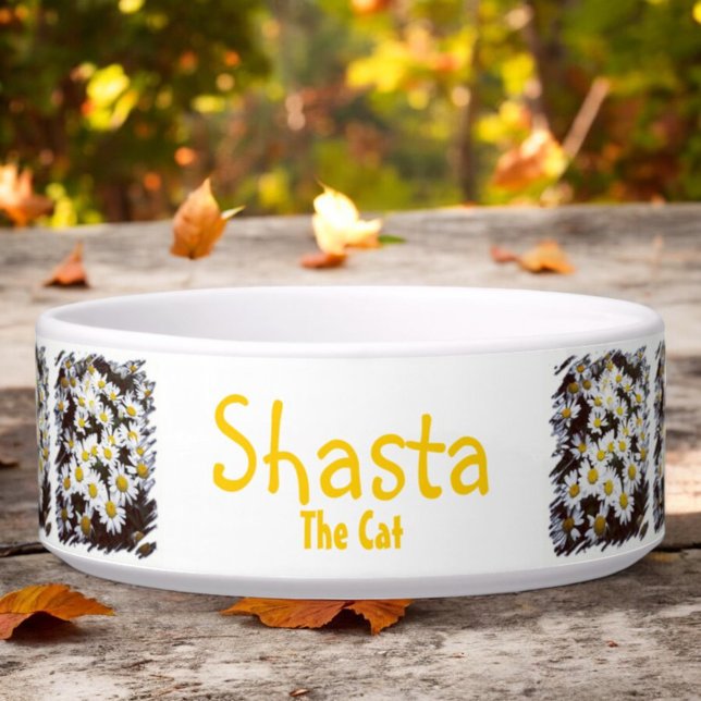 Tigela Shasta Daisy Bundles Fotografia Modelo (Daisy pattern around the entire bowl front template text)