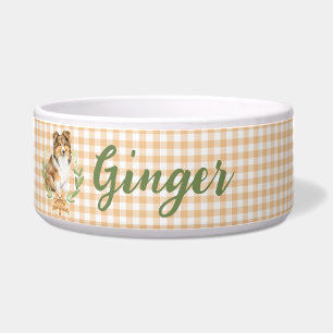 Tigela Sheltie Laurel em um Ramo de Louro   Personalizado