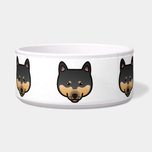 Tigela Shiba Inu Cabeça De Cartoon Preto E Tan