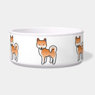 Tigela Shiba Inu, caricatura vermelha
