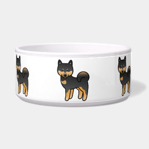 Tigela Shiba Inu, Cartoon Preto E Tan