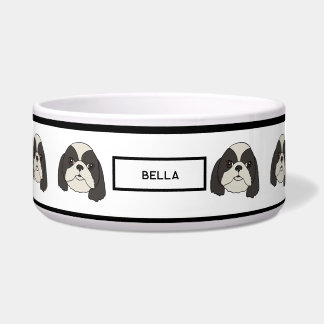 Tigela Shih Tzu - Lhasa apso - Custom Name Bowl para Cães