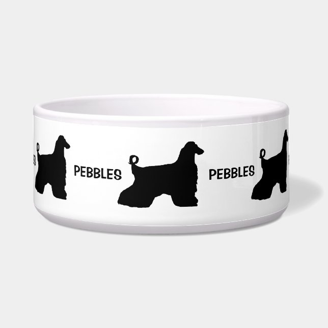 Tigela Silhueta de Cachorro Afegão Personalizado (Frente)