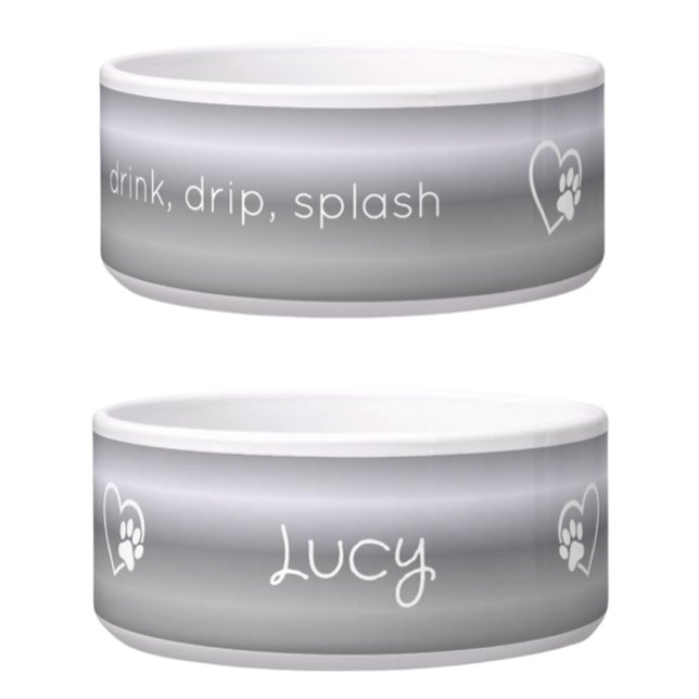 Tigela Silver 'drink drip splash' Dog Name Bowl (Criador carregado)