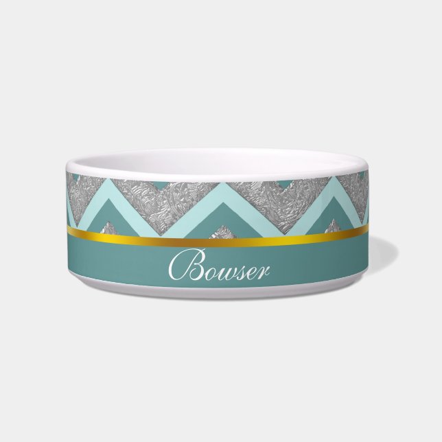 Tigela Silver Foil e Teal ZigZag (Frente)