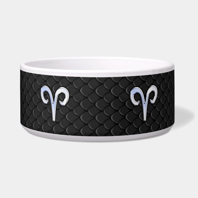 Tigela Símbolo Moderno de Cromo Como Aries Zodiac (Frente)