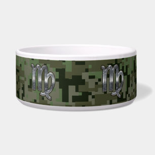 Tigela Símbolo Virgo Zodiac no Estilo de Camo Digital Ver