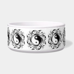 Tigela Símbolo Yin & Yang Preto e Branco Estilo Tatuagem