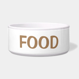 Tigela Simples Comida Mínima Branco E Castanho, Gato Ou C