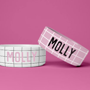 Tigela Simples Girly Pink Check Graphic Modern