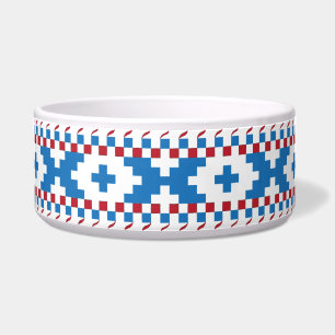 Tigela Sinais antigos letões, arte folclórica azul, verme