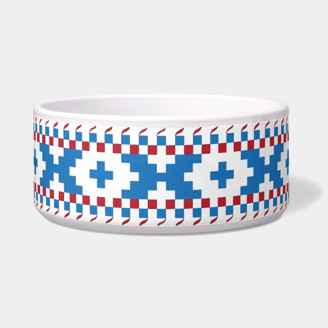 Tigela Sinais antigos letões, arte folclórica azul, verme (Frente)