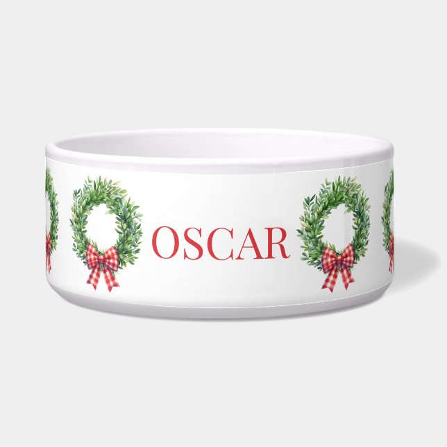 Tigela Solha Verde De Aquarela Com Arco De Gingham Vermel (Frente)