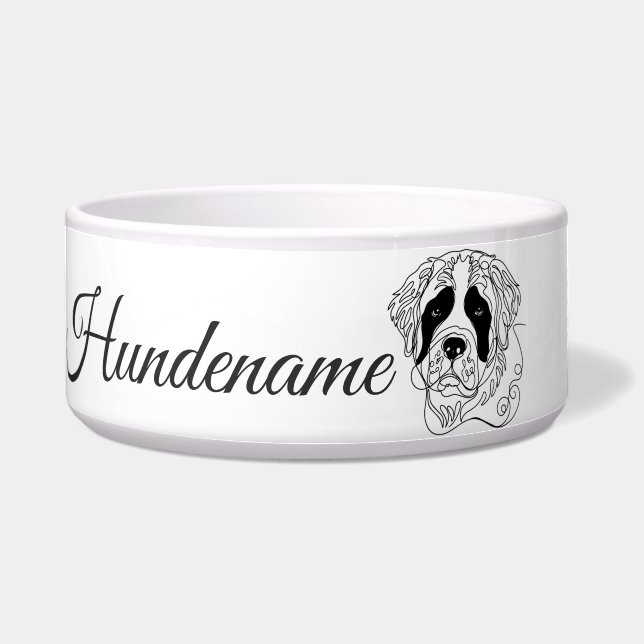 Tigela St. Bernard Dog Line Art personalized bowl (Frente)