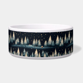 Tigela Starry Winter Forest Noite Cerâmica Pet Bowl