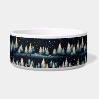 Tigela Starry Winter Forest Noite Cerâmica Pet Bowl