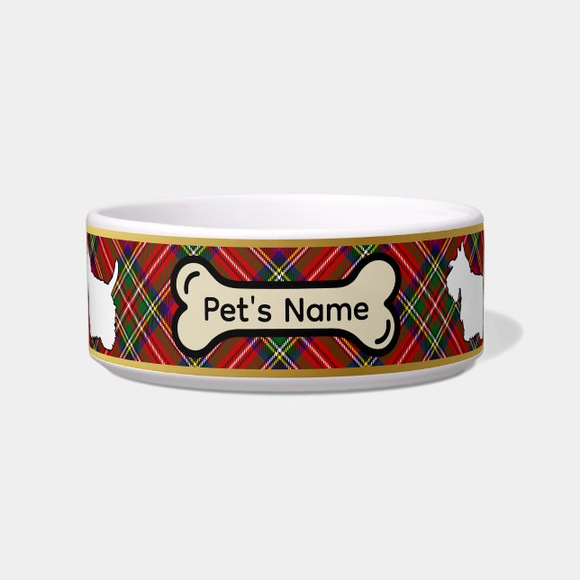 Tigela Stewart Tartan Scottie Dog Personalizado Bowl (Frente)