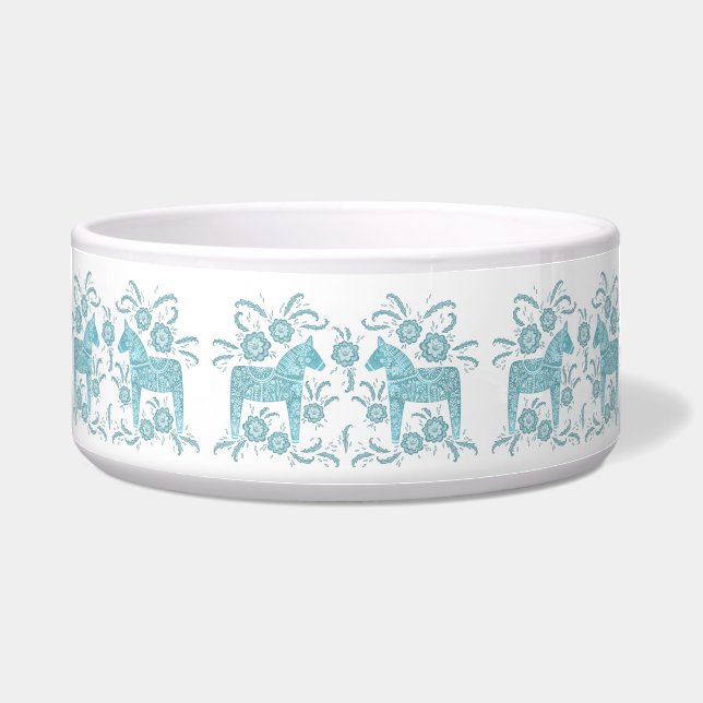 Tigela Sueco Dala Horse Teal Green e White Bowl (Frente)