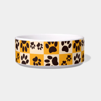 Tigela Sunny Cat Paw Print Checkerboard