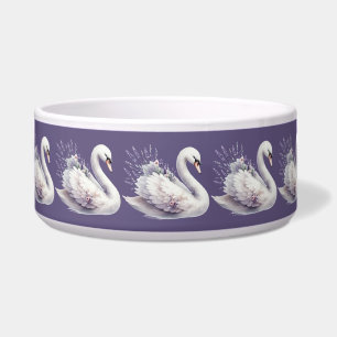 Tigela Swan de Aquarela com Florais de Lavanda