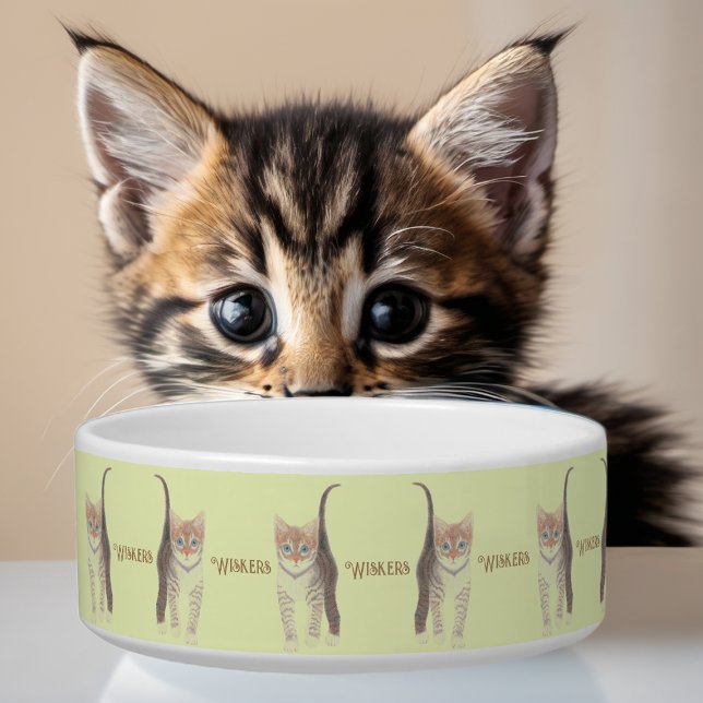 Tigela Tabby Kitten Yellow Cat Bowl (Criador carregado)