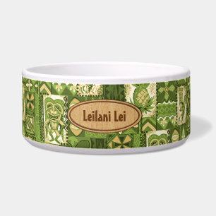 Tigela Tapa havaiano do vintage de Pomaika'i Tiki