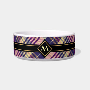 Tigela Tartan roxo, Dourado e azul