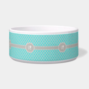 Tigela Teal Quatrefoil Puppy Love Bowl