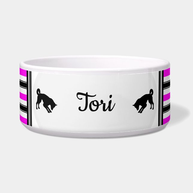 Tigela Tela de Comida de Pet Personalizada com Stripes -  (Frente)