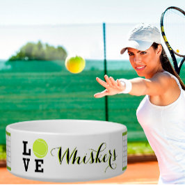 Tigela Tema de Tênis de Pet de Nome Personalizado