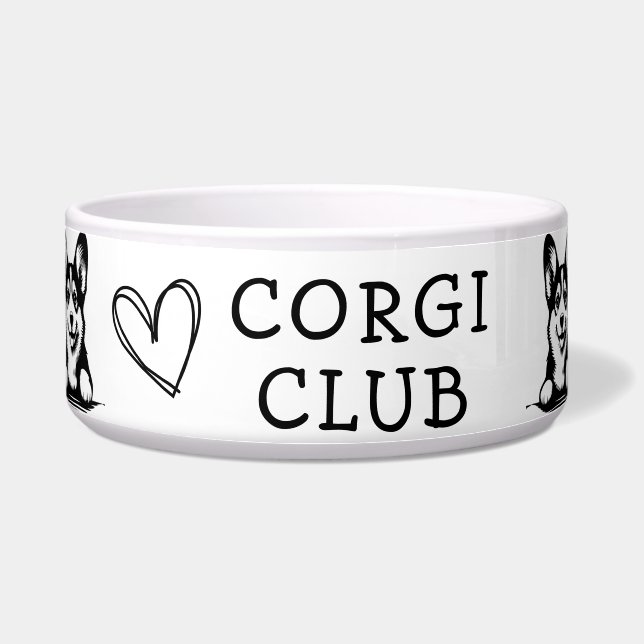 Tigela Tema Preto e Branco Corgi (Frente)