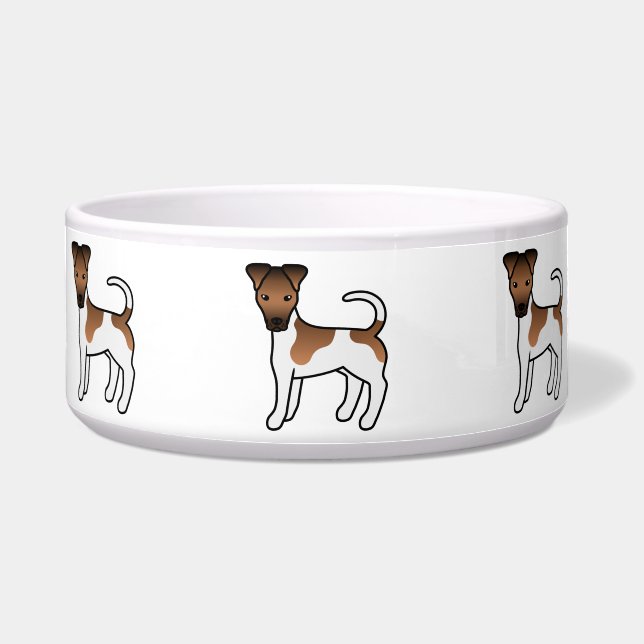 Tigela Terrier Fox Lisa e Bege Cute Cartoon Cachorro (Frente)