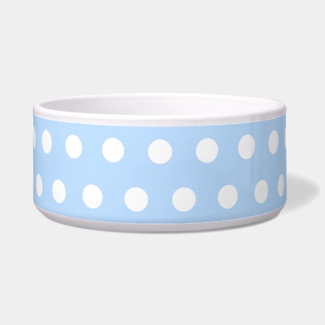Tigela Teste padrão de bolinhas branco e azul. Manchado (Frente)