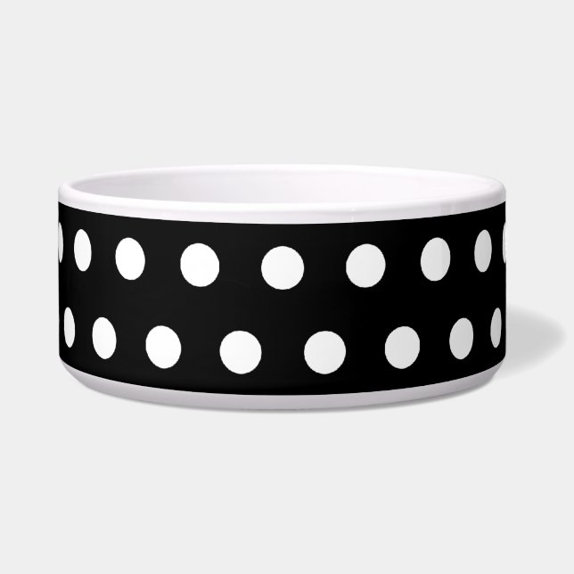 Tigela Teste padrão de bolinhas preto e branco. Manchado (Frente)