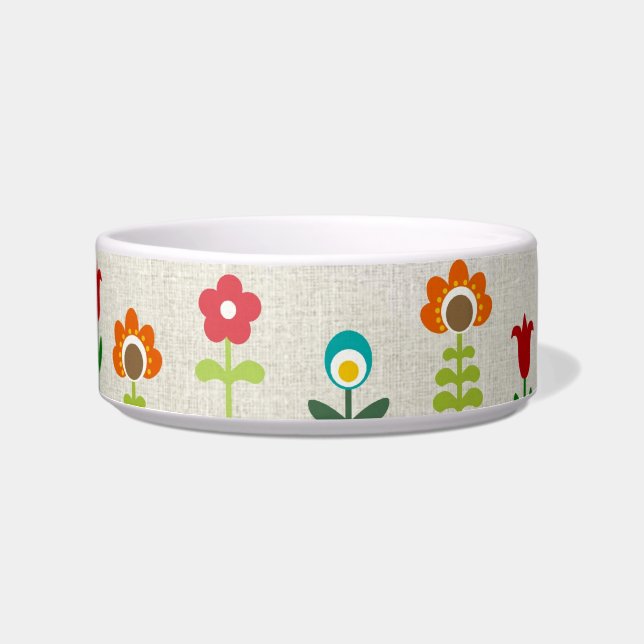 Tigela Teste padrão de flor popular retro (Frente)