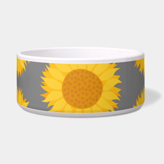 Tigela Teste padrão do girassol. Amarelo e cinza (Frente)
