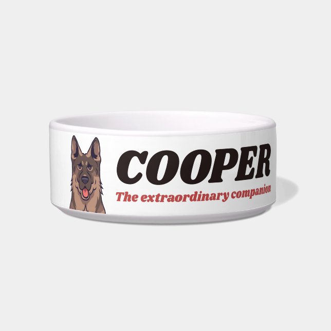 Tigela Texto personalizado do sobrevoo do German shepherd (Frente)