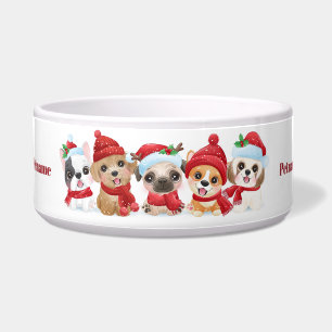 Tigela Texto personalizado Puppies de Natal