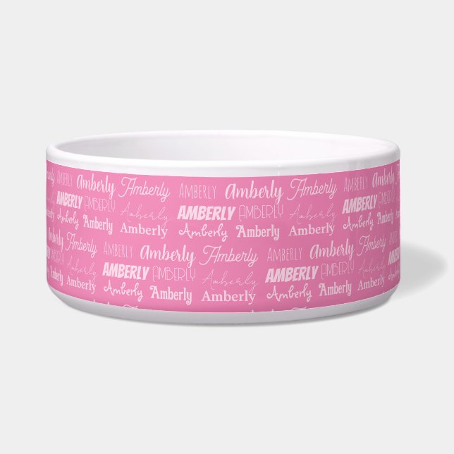 Tigela Tipografia de Nome Rosa Personalizada Fofa para Me (Frente)