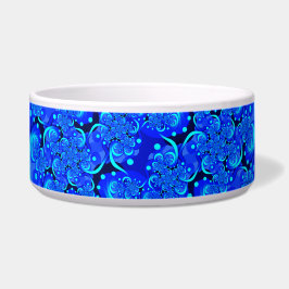 Tigela Tons de Azul Arte Fractal Abstrata Moderna
