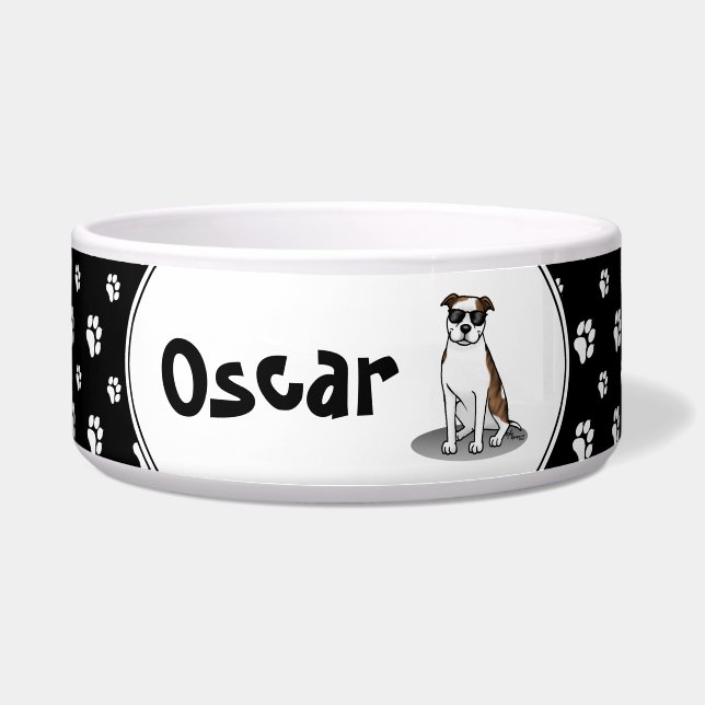 Tigela Touro legal e Óculos de sol (lt brindle white 3) (Frente)