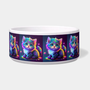 Tigela Trabalho de arte Digital Gato Colorido - 79827