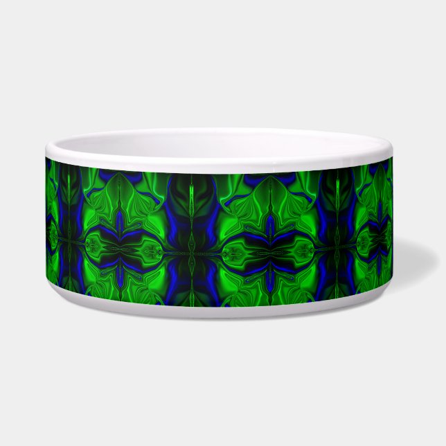 Tigela Traços e formas azuis e verde, quase listrado. (Frente)