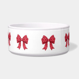 Tigela Trendy Coquette Red Ribbon Bow with White Hearts